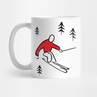 Skier Illustration Mug